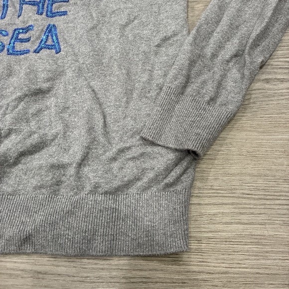 OLD NAVY Size M "TAKE ME TO THE SEA" Sequin Sparkle Nautical Gray Sweater - Picture 2 of 5